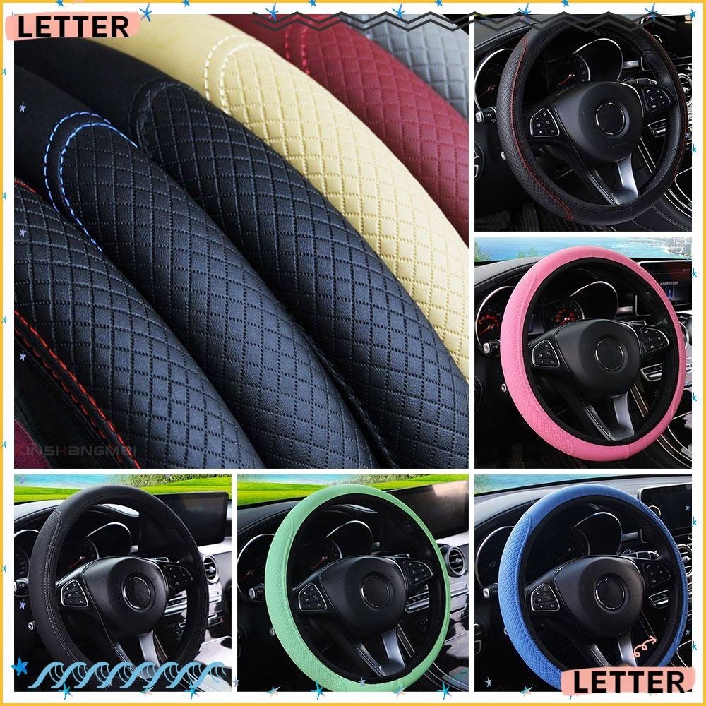 LETTER Capa Protetora Do Volante , Carro À Prova De Derrapagem , Acessórios Universais Para Carros Em Couro Durável