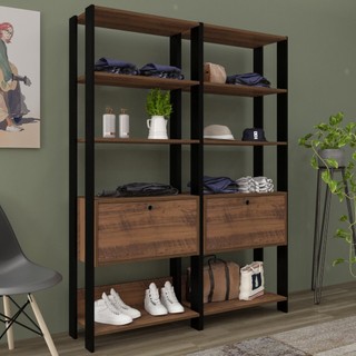 Closet Match 2 Portas 6 Prateleiras Pinho/Preto - Artely em Oferta na Shopee