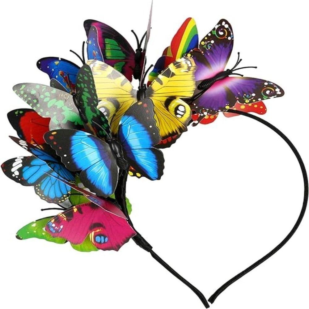 Butterfly Fascinator , Festa De Chá Fantasia De Halloween Cabeça De Borboleta Coroa Colorida — imagem 2 de 2