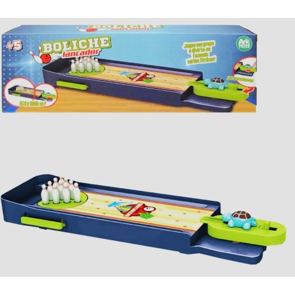 Jogo Mini Boliche de Mesa Brinquedo Divertido com Lançador