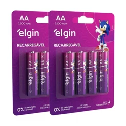 8 Pilhas Recarregável 2500mah Aa 2a Pequena 2 Cartelas Elgin