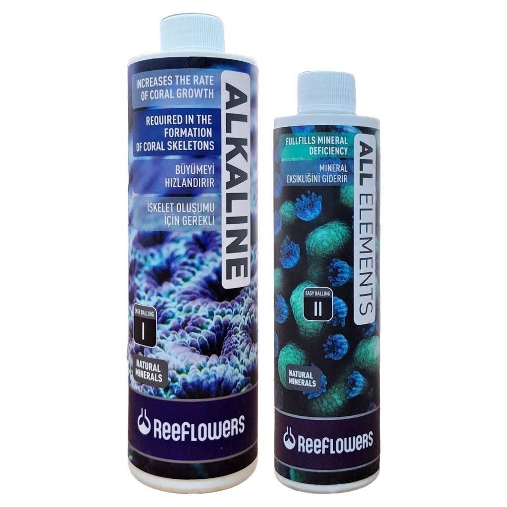 Suplemento Para Aquário Marinho Easy Balling ReeFlowers Alkaline 500ml All Elements 250ml