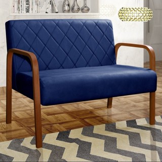 Sofá 2 Lugares Namoradeira Lara Decoração Sala Quarto Recepção Azul Marinho em Oferta na Shopee