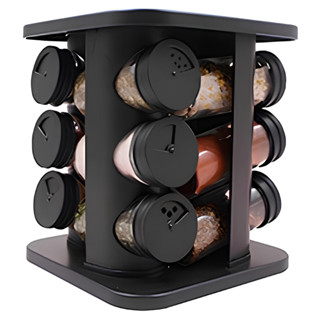 Porta Temperos e Condimentos Giratório Com 6, 8, 9 ou 12 Potes de Vidro em Oferta na Shopee