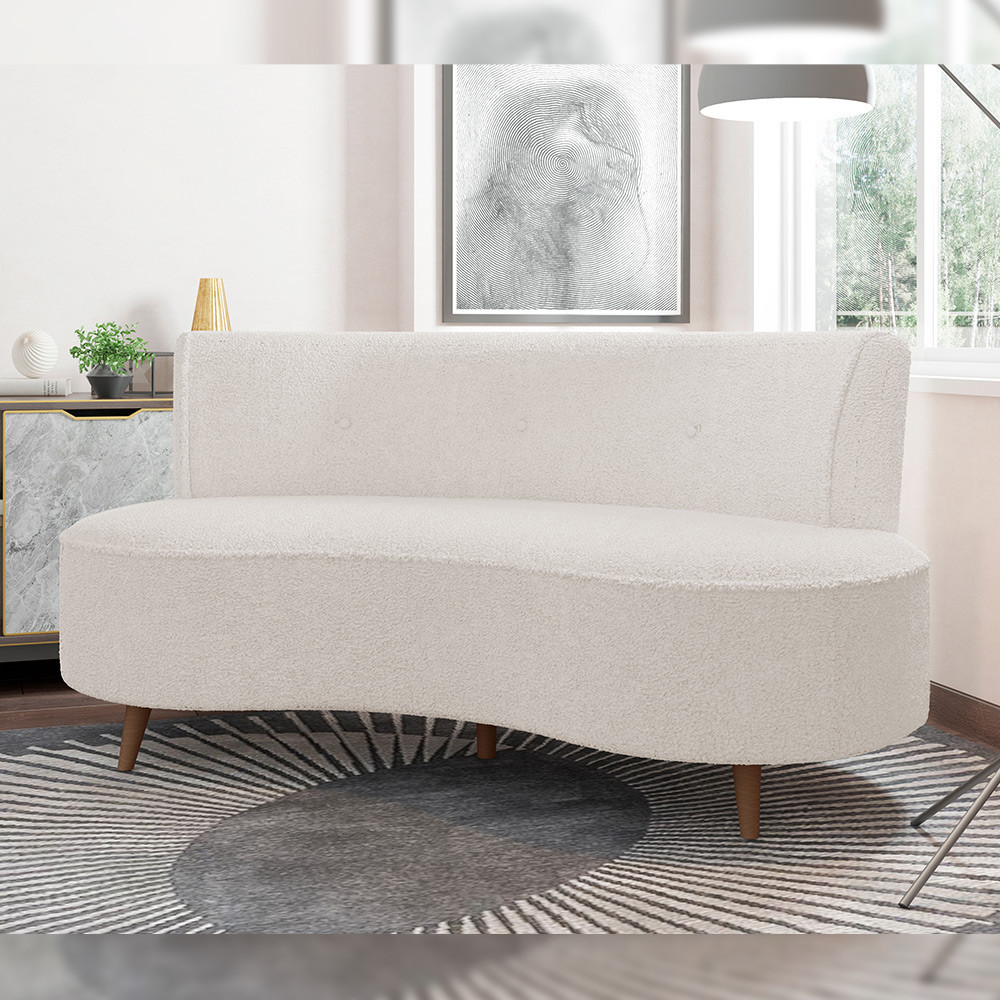 Sofá Chaise Living 2 Lugares 160cm para Sala Istambul K01 Bouclê Creme - Lyam Decor em Oferta na Shopee