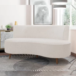 Sofá Chaise Living 2 Lugares 160cm para Sala Istambul K01 Bouclê Creme - Lyam Decor