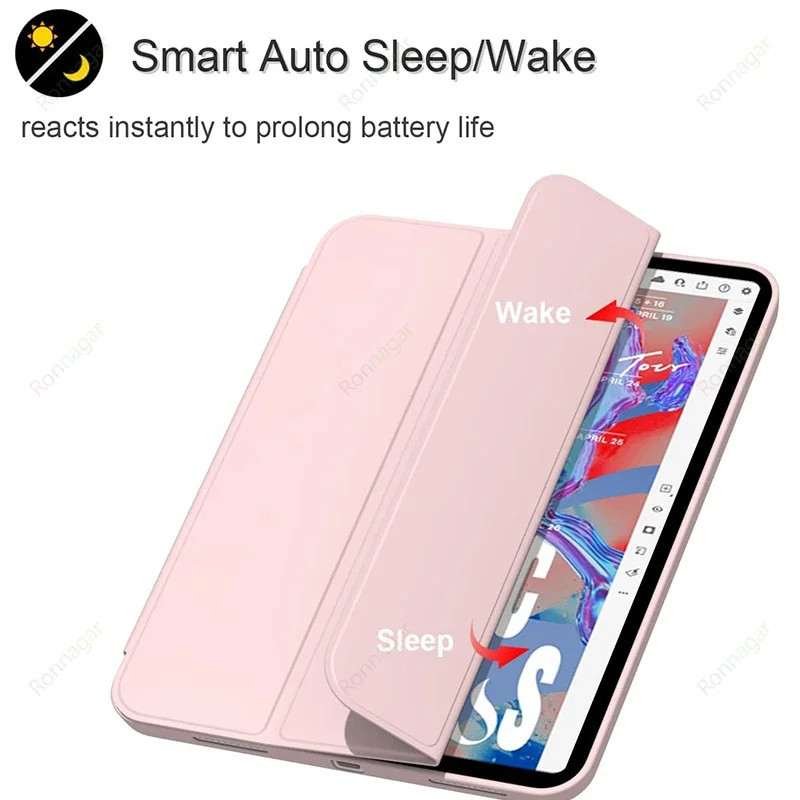 Capa Magnetico Inteligente Com Slot De Canetas Compativel Ipad Mini Air 1 2 3 5 6 Pro10.5 7 8 9 Pro 11 10 Geracao