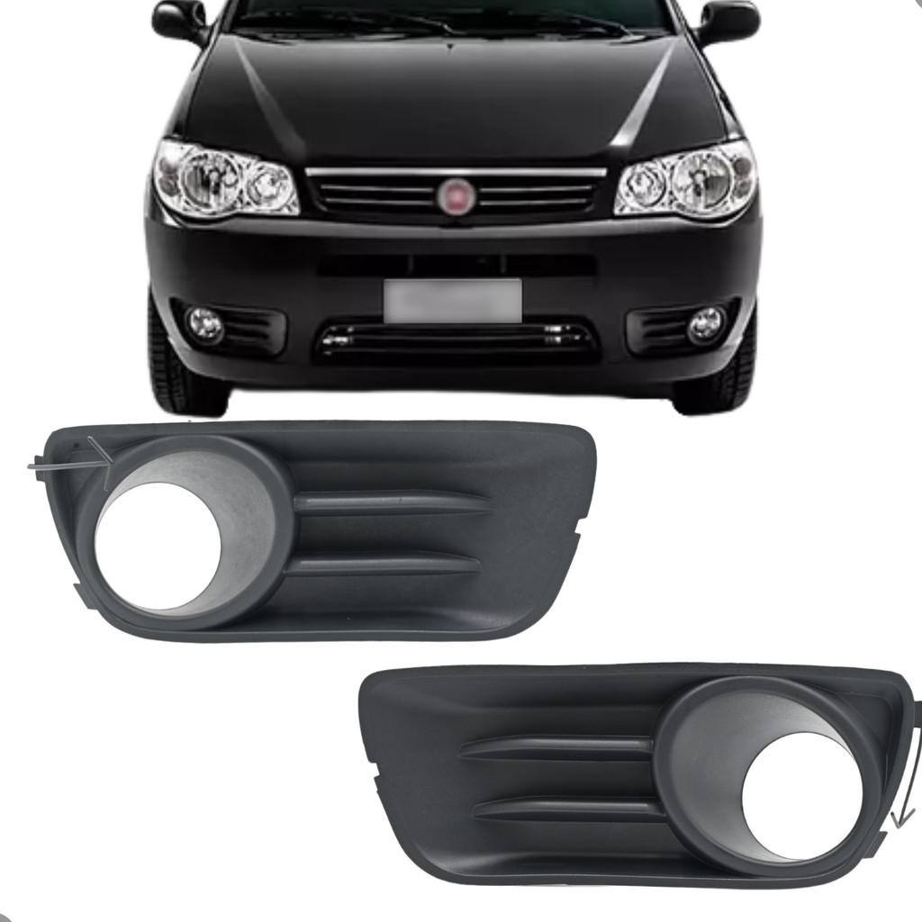 Par Grade Moldura Farol de Milha Palio Siena Economy 2008 a 2017 Cinza