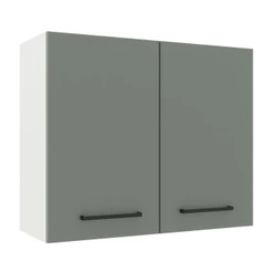Armário de Cozinha Aéreo 80 cm 2 Portas Branco/Cinza Agata Madesa