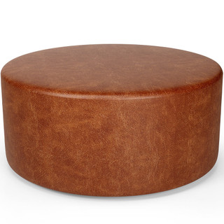 Puff Redondo Orgânico para Living 90cm Lola W01 Couríssimo Camel - Lyam Decor em Oferta na Shopee