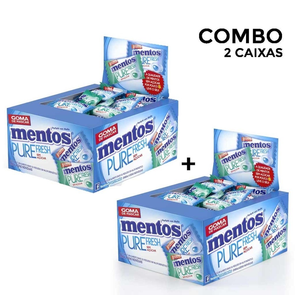 Kit com 2 Caixas Chiclete Mentos Pure Fresh Sortido c/60 - Perfetti