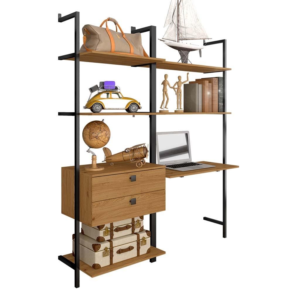 Closet Estilo Industrial Siena 2 Gaveta Preto/cinam - Móveis Arapongas em Oferta na Shopee