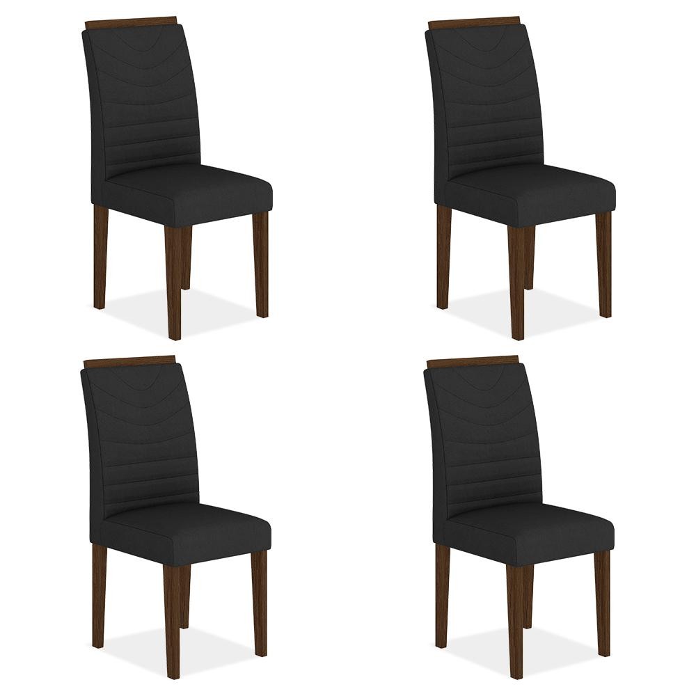 Conjunto 4 Cadeiras Lima Imbuia/ Preto - Móveis Arapongas - Home & Living