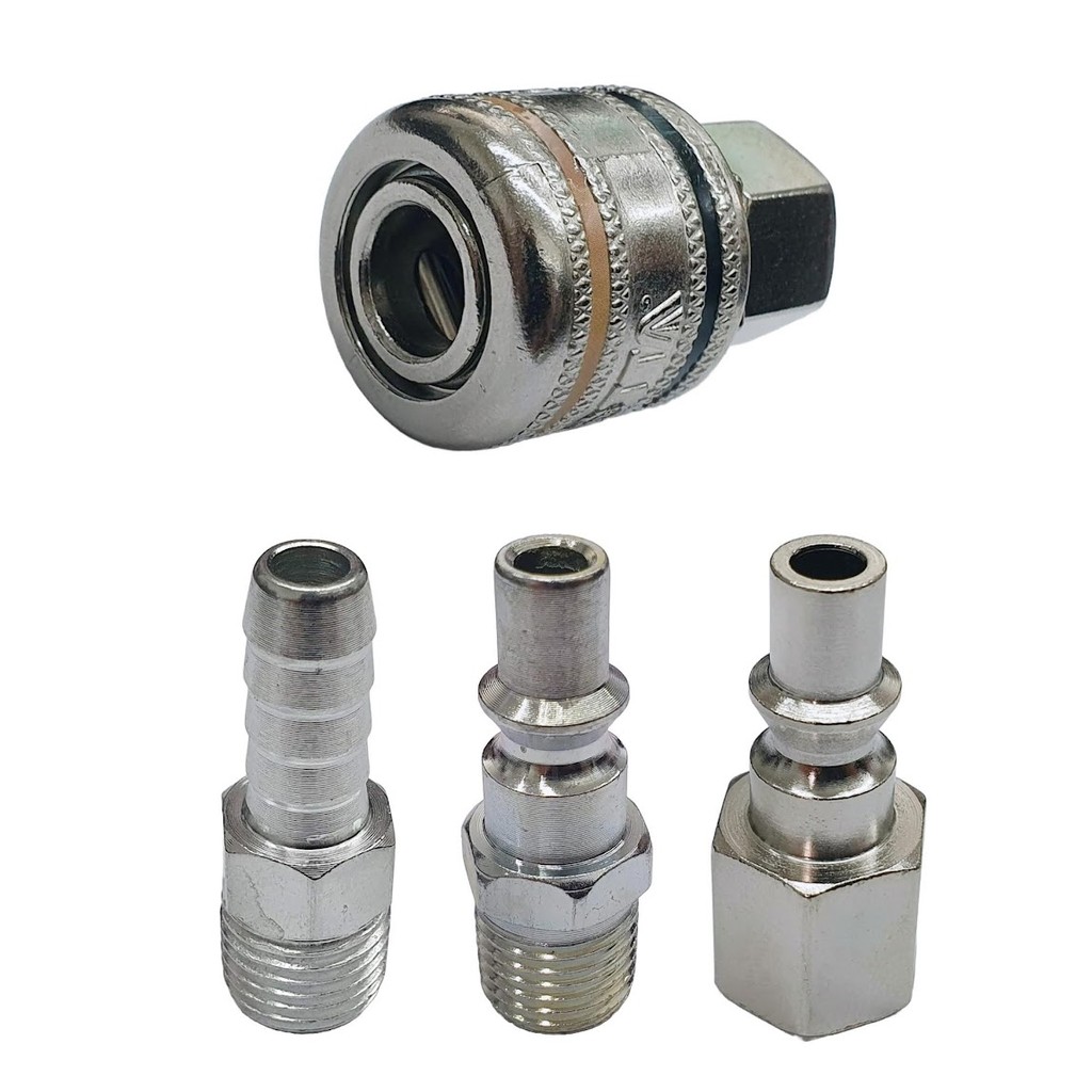 Jogo Conectores Engate Rápido 1/4 Npt Pneumáticos Compressor