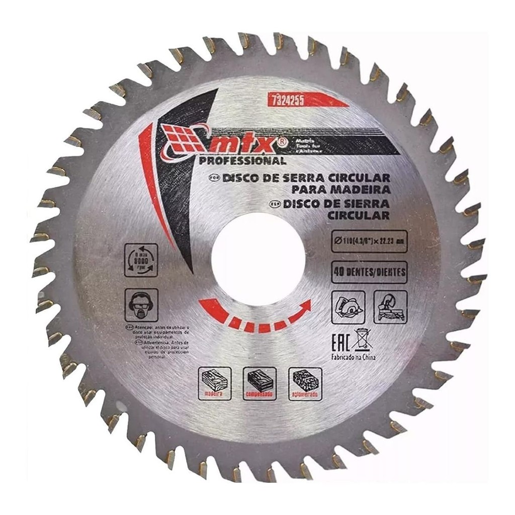 Disco de Serra Widea 4.3/8'' para Madeira 40 Dentes 7324255 MTX
