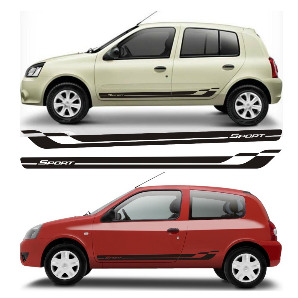Adesivo Lateral Renault Clio 2 E 4 Portas Rc1 Sport Hatch e Sedan Faixa Adesiva Colante Fita