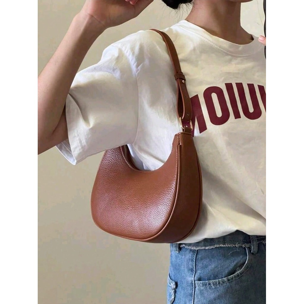 Bolsa transversal removível, casual clássico diário com formato de lua, com estilo sofisti...