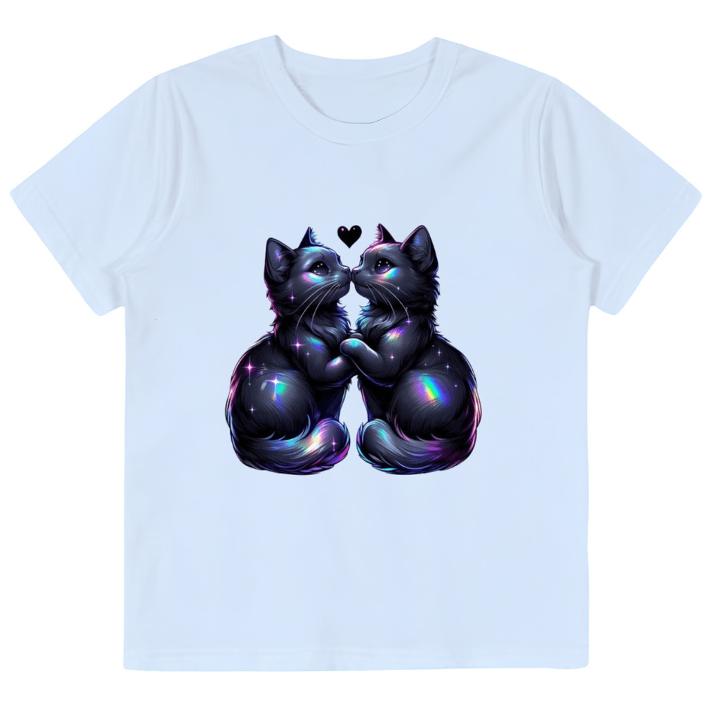 Camiseta Feminina Infantil Estampada Gatinhos Universo Apaixonado Camiseta 100% Algodão