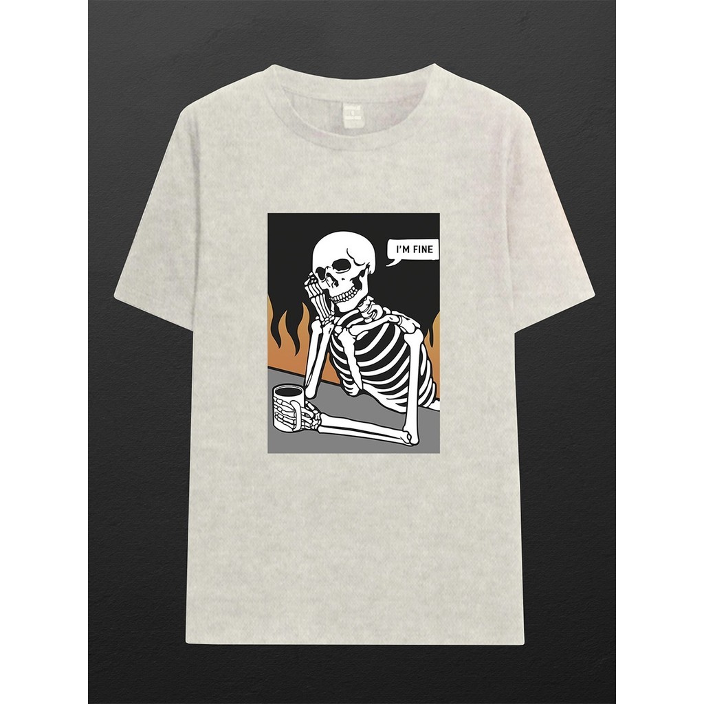 T Shirt Unissex Fire Coffee Time Camiseta Manga Curta Gola Redonda Casual Oversized Plus Size