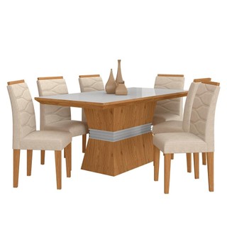 Sala De Jantar 6 Cadeiras Nazca Cinam/off Whit/bege - Móveis Arapongas em Oferta na Shopee