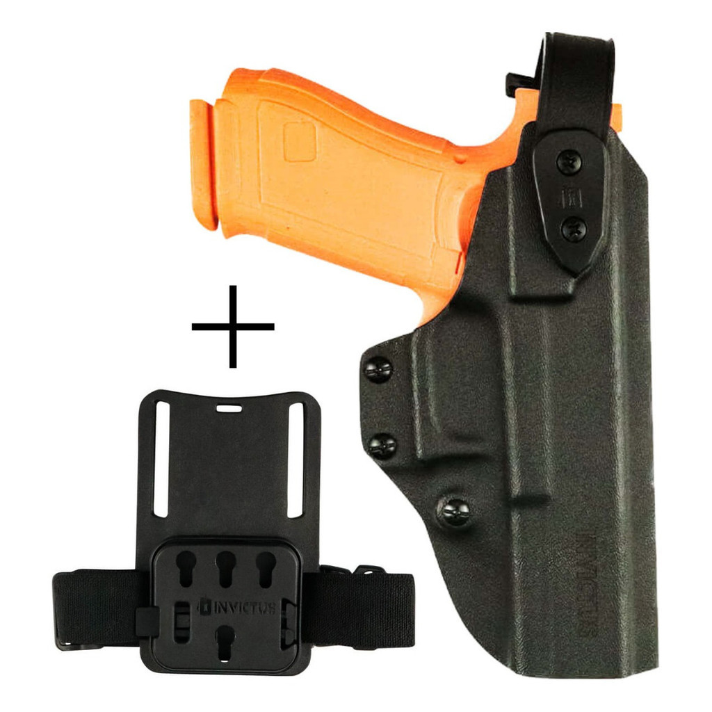 COLDRE DE KYDEX GLOCK G17 G22 G5 OSTENSIVO + PLATAFORMA LOW RIDE COMPACT CINTURA BAIXA INVICTUS