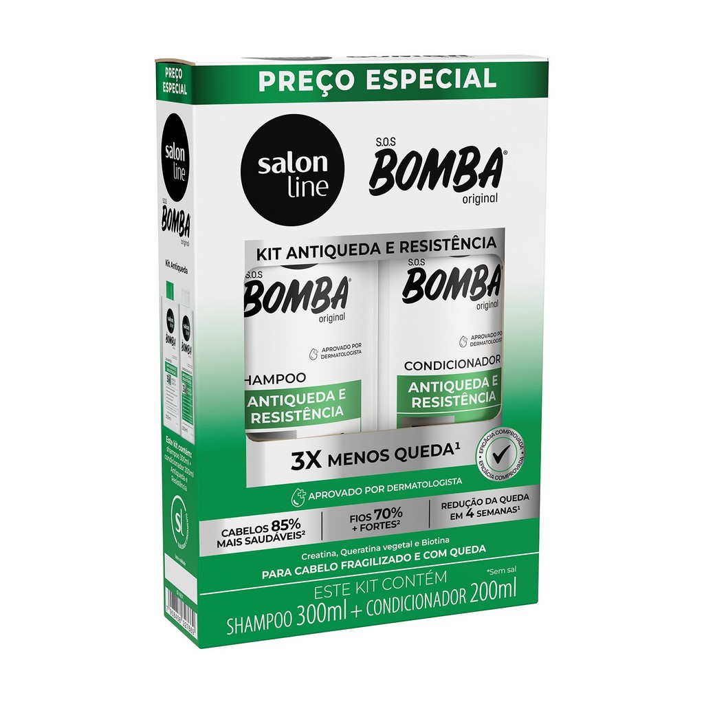 Kit Shampoo 300ml + Condicionador 200ml SOS Bomba Antiqueda - Beauty