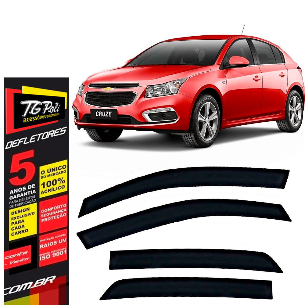 Calha de Chuva Chevrolet Cruze Hatch 2011 a 2016 4P TG Poli Defletor Portas Protetor Janelas Fumê em Oferta na Shopee