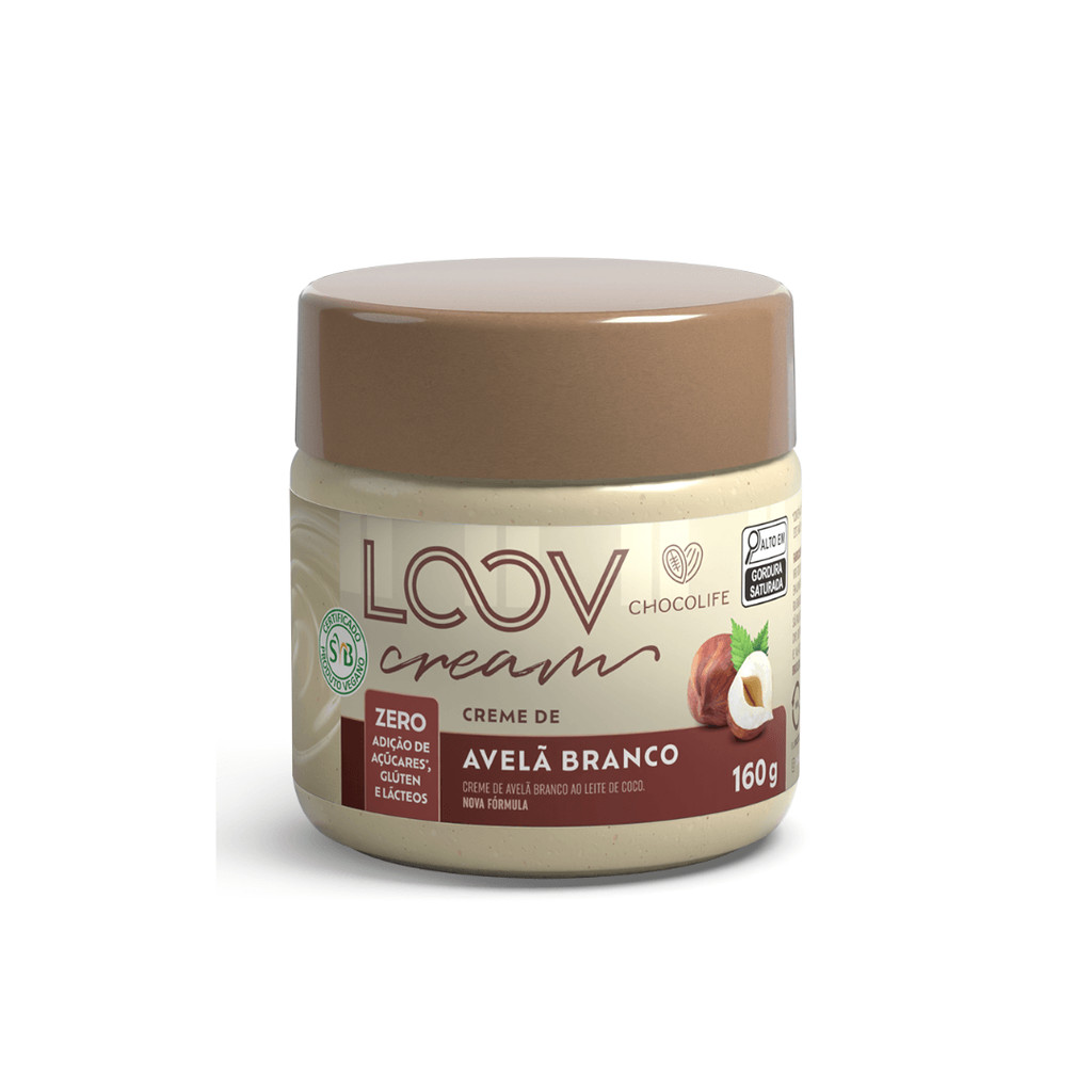 Creme de Avelã Branco Zero Açúcar 160g Chocolife