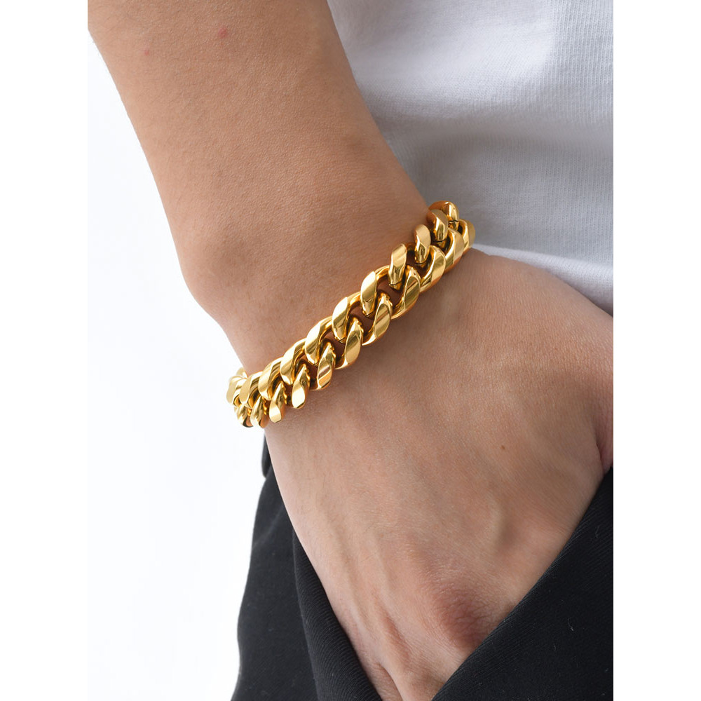 Vnox Fashion Chunky High Polish 18k Banhado A Ouro Hip Hop Pulseira Masculina Miami Cuban Link Pulseiras Para Homens · foto 2