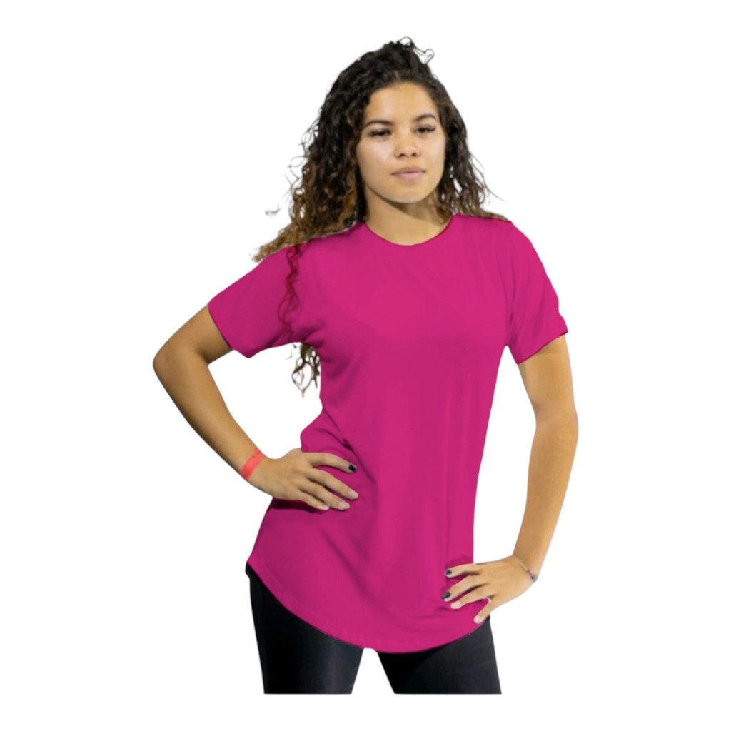 Camiseta Longline Feminina Pink Tapa Bumbum | Blusa Academia Fitness Alongada Confortável Treino Caminhada Dia a Dia