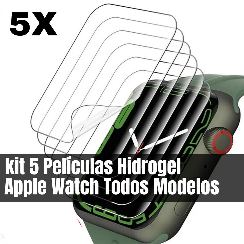 3 ou 5 Películas De Hidrogel HD ou Fosca para Todos Smartwatch Apple Watch Series Ultra 40,41,42,43,44,45,46,47,48,49mm