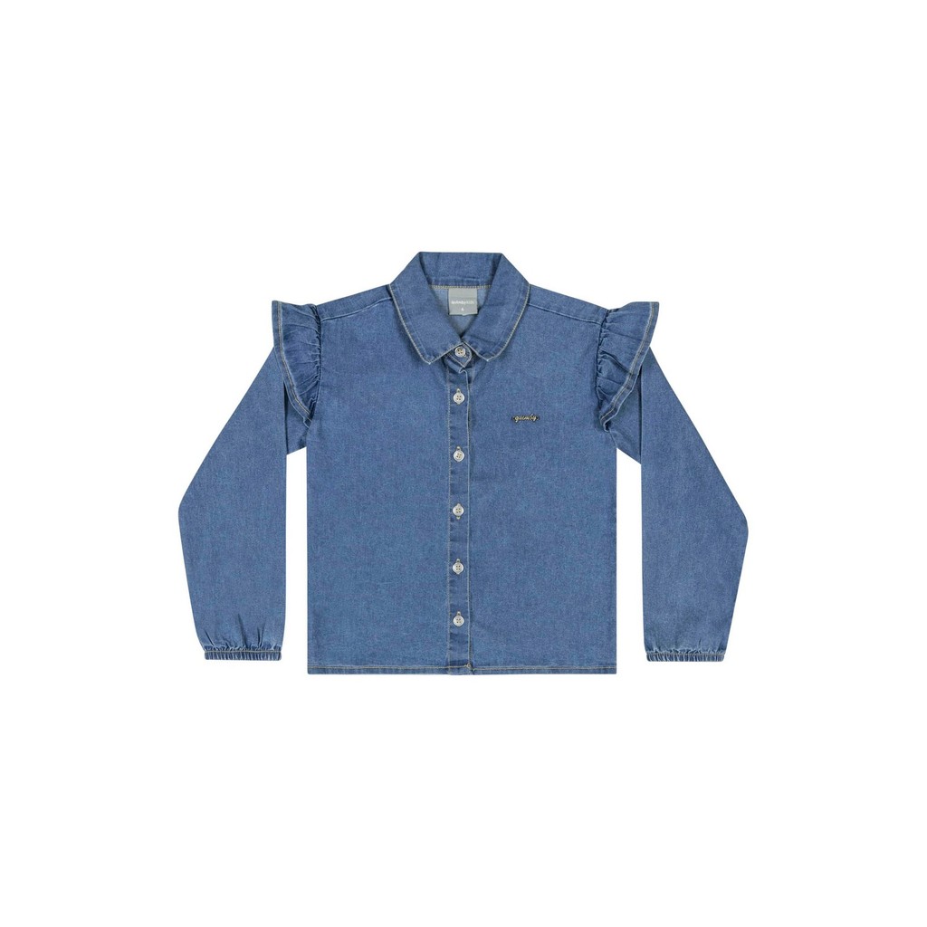 Camisa Jeans Infantil Menina Quimby em Oferta na Shopee