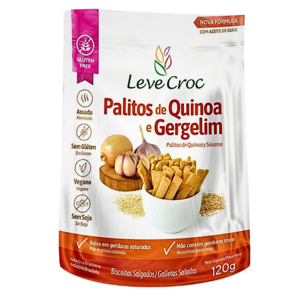 Biscoito Palito Salgado Quinoa E Gergelim 120g - Leve Croc
