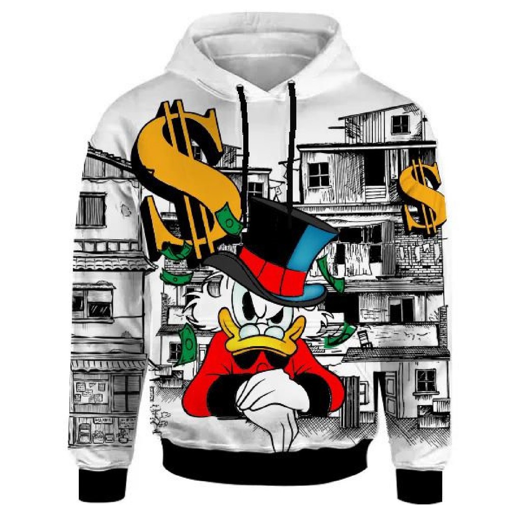 Moletom Masculino 3d Full Tio Patinhas Quebrada na Favela Unissex Blusa de Frio