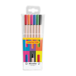 CANETA COM PONTA POROSA MICROLINE   CARTEIRA COM 6 CORES   COMPACTOR   2758000 em Oferta na Shopee
