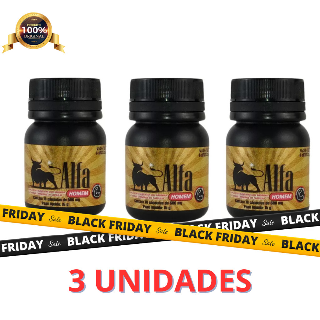 Kit 03 Frascos Alfa Homem Suplemento Alimentar Natural - Revigorante Físico - 10 Cápsulas - 100% Natural