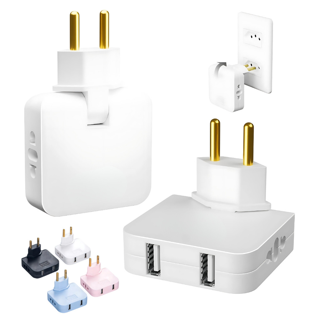 Tomada Adaptador 10A Portátil Benjamin com 2TOMADAS + 2 Portas USB-C – Pronta Entrega em Oferta na Shopee