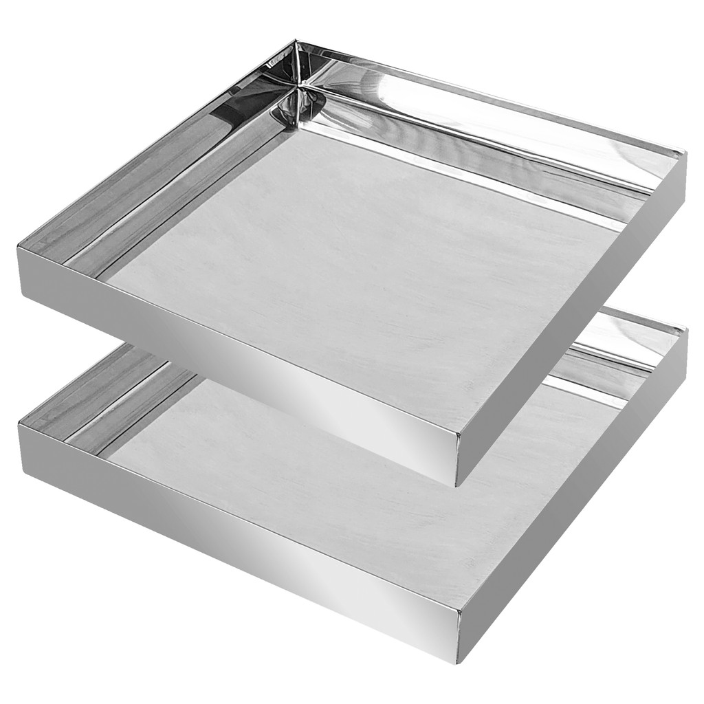 2x Bandeja Inox 20x20cm Açougue Expositora Freezer Padaria