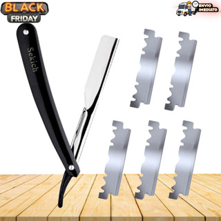 Kit Navalha Navalhete Profissional Barbeiro + Lâminas Aço Inox Acabamento Barba Sobrancelha em Oferta na Shopee