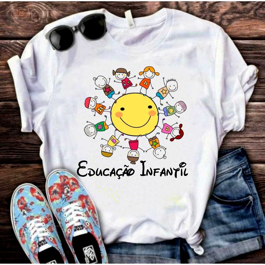 Camiseta Educação Infantil Professora Pedagogia Educadora Infantil  Camiseta T-Shirt Blusa H