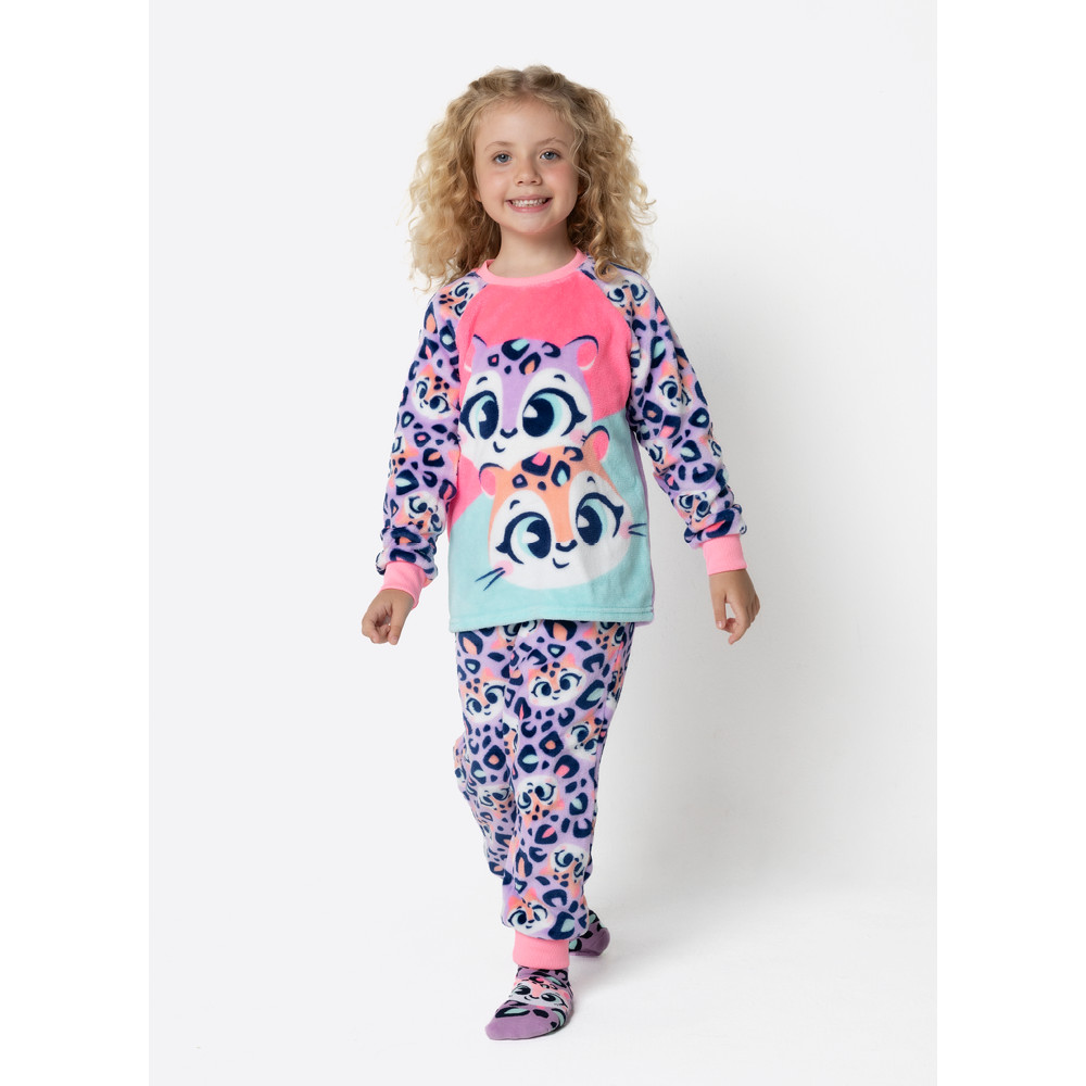 Pijama Manga Longa Soft Menina Onça - Puket