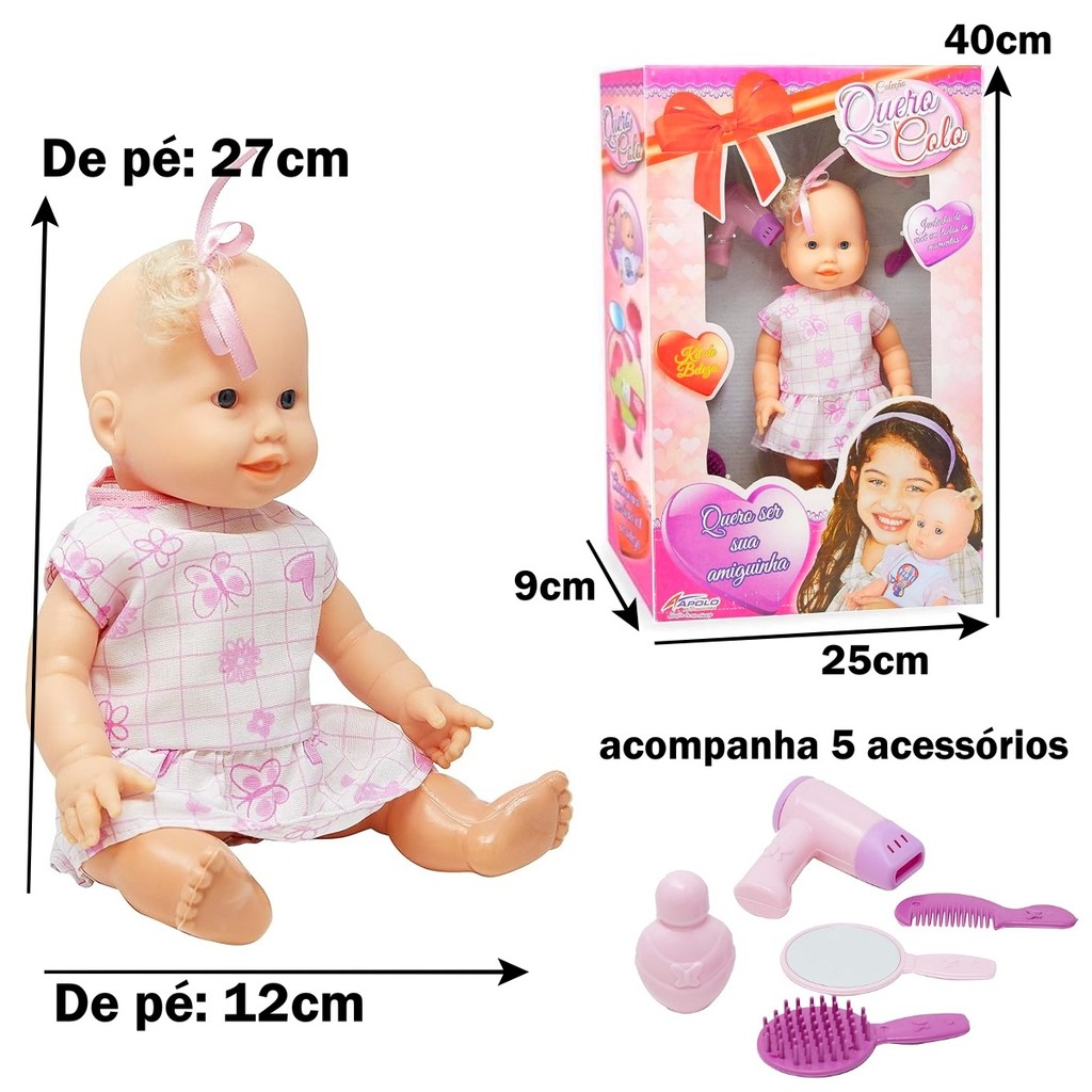 Boneca Grande Vinil Acessorios Articulada Infantil Menina — imagem 2 de 2