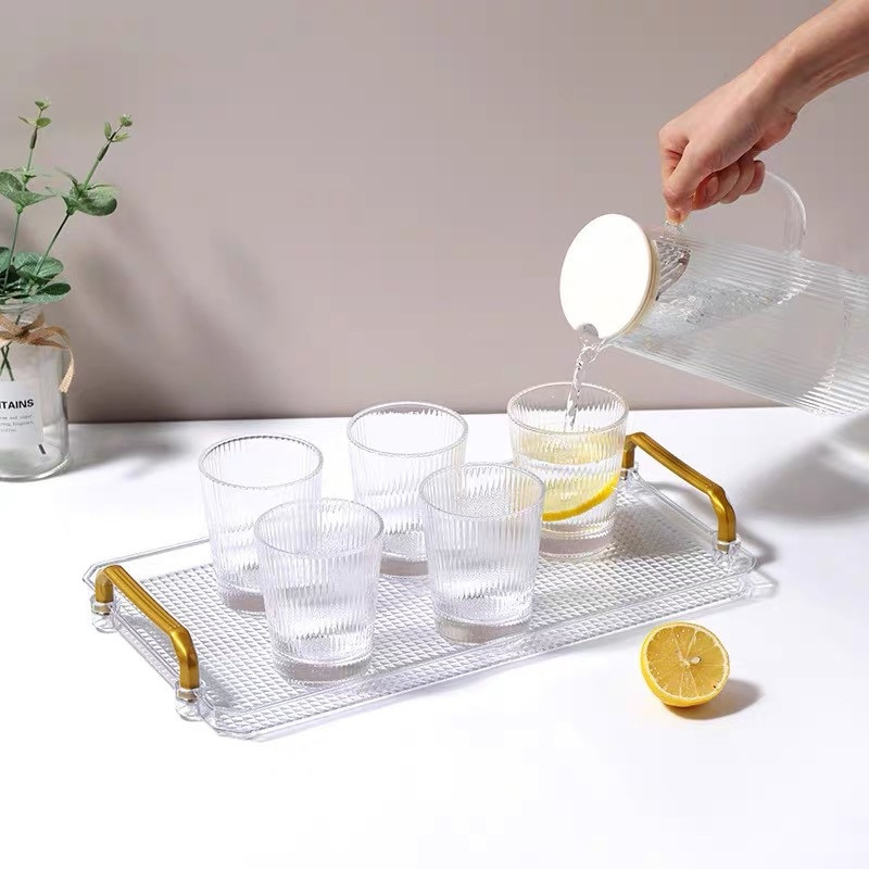 Bandeja Organizadora Decorativa luxo Multiuso em Bandeja de frutas Retangular Grande Dourado