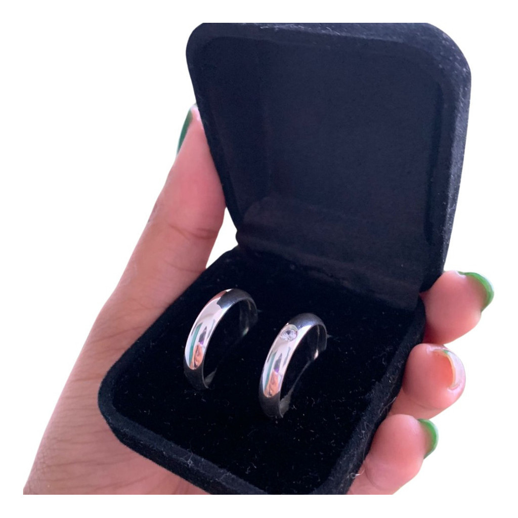 Kit 2 Alianças De Prata 950 Abaulada Anatômica Prata 4,0mm TAM 19 e 16