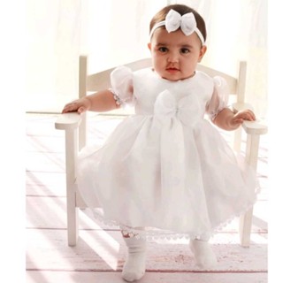 Vestido Bebe Batizado Com Tiara Analu em Oferta na Shopee