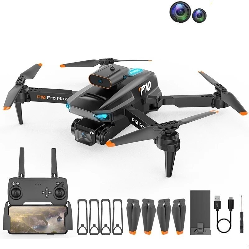Drone Profissional P10 com Dual Câmera 4K, Sensor Anti-Obstáculo e Voo 360 Graus - Ideal para Fotografia Aérea