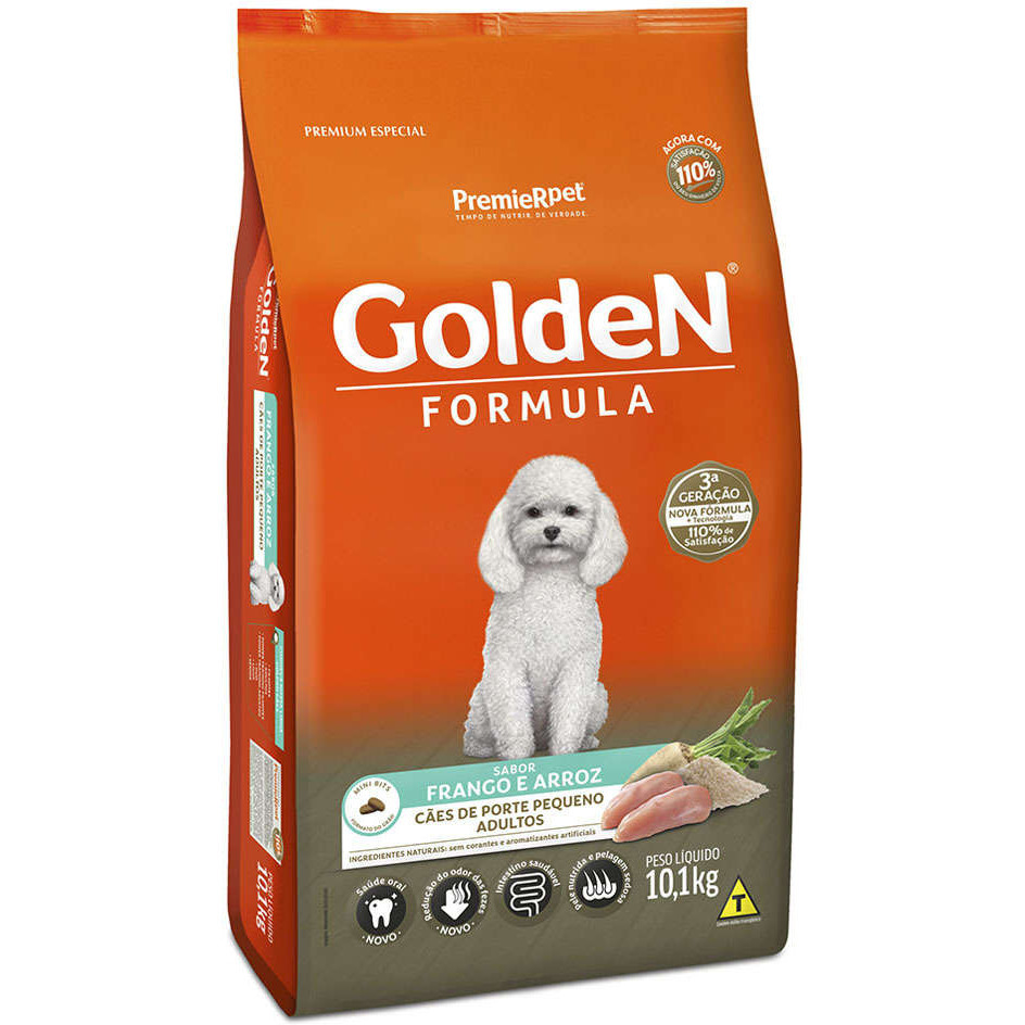 Ração Golden Fórmula Cães Adultos Raças Pequenas Frango e Arroz Mini Bits 10,1 kg