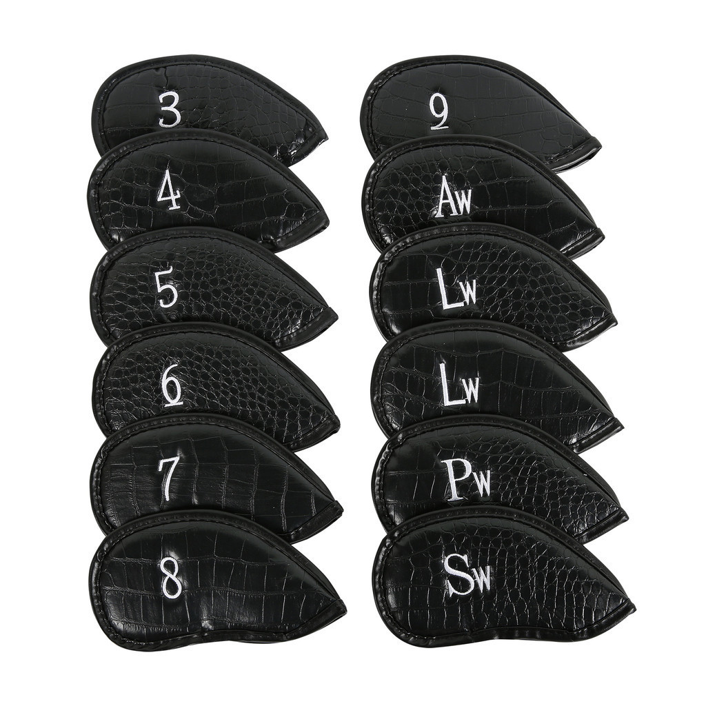 Capa para boné de taco de golfe com padrão de crocodilo preto e branco capa de ferro