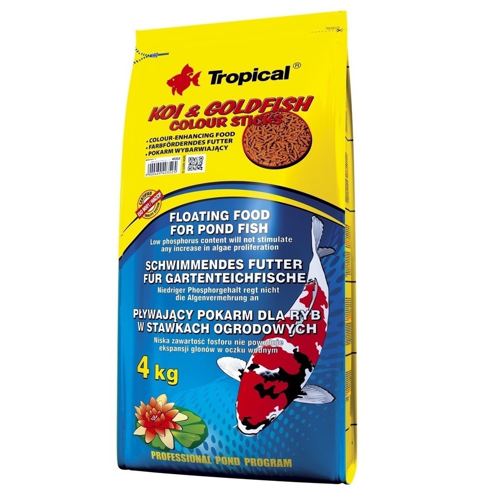 Ração Tropical Koi & Goldfish Colour Sticks 4kg Carpas