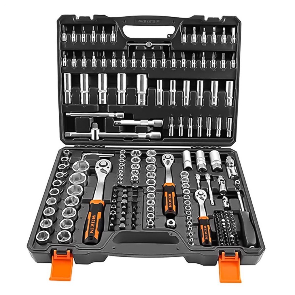 Jogo De Ferramentas 197 Peças Soquetes Set Maleta Com Alça Ergonômica Profissional Para Mecânico